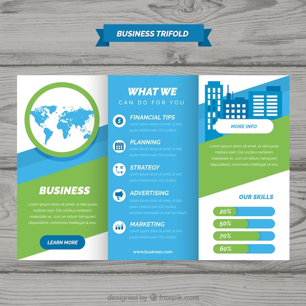 Premium Vector Trifold Blue And Green Business Brochure