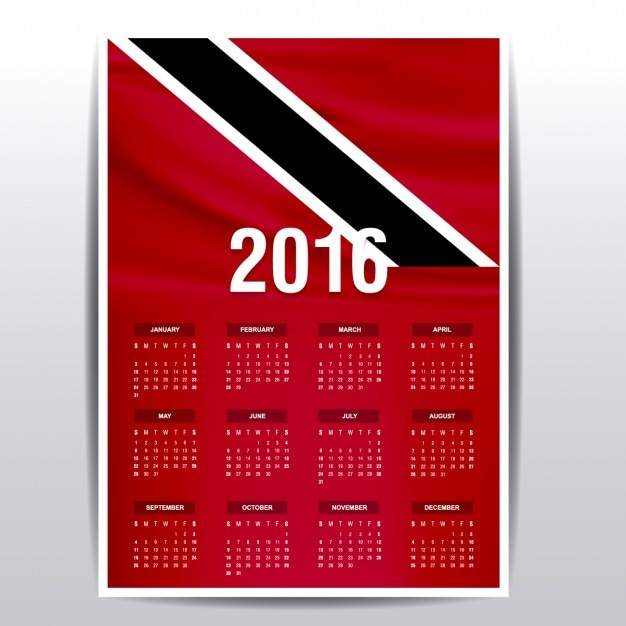 Free Vector Trinidad and tobago calendar of 2016