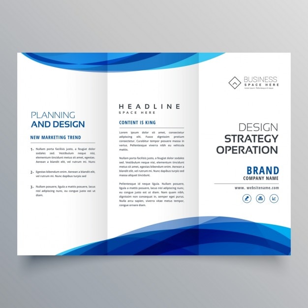 Free Vector | Triptych leaflet with blue shapes