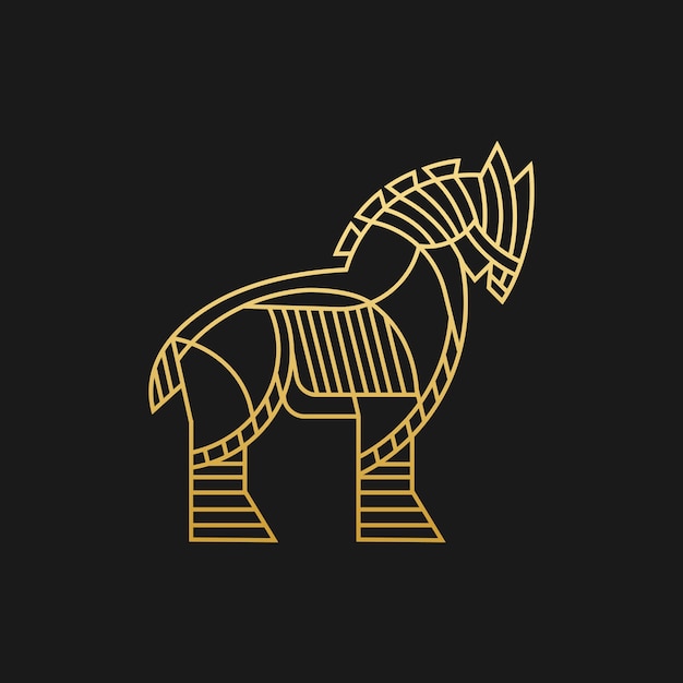 premium vector  trojan horse line art illustration