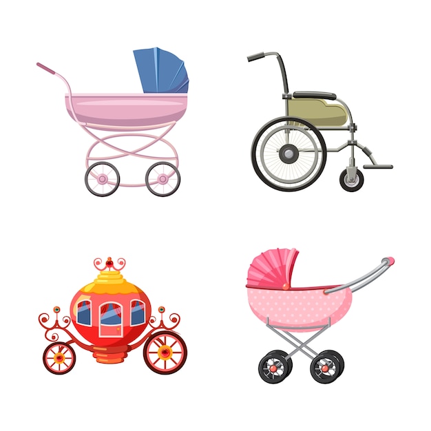 Premium Vector | Trolley set. cartoon set of trolley