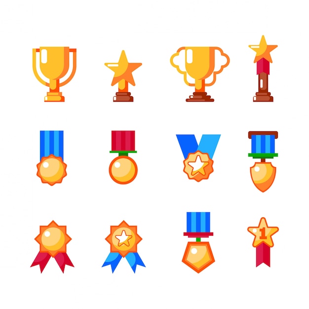 Premium Vector | Trophy and medal icon set