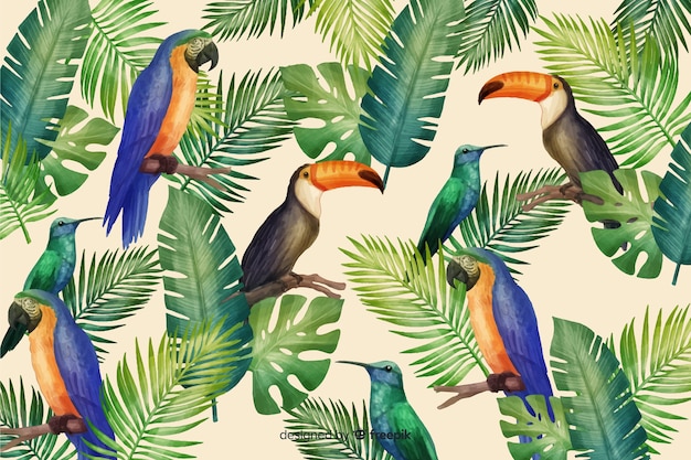 Tropical background with animals Vector | Free Download