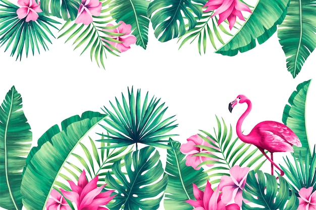 Free Vector | Tropical background with exotic nature