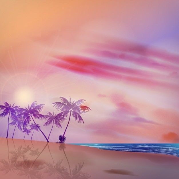 Download Free Vector | Tropical background with violet color palms