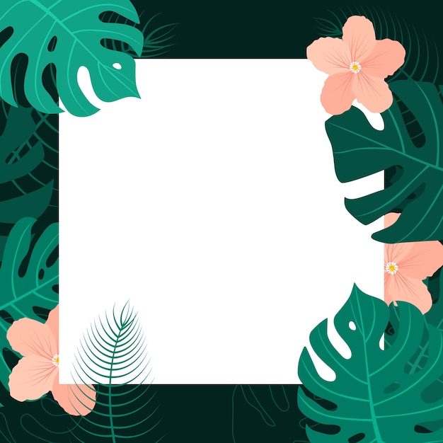 Premium Vector Tropical Banner With White Frame