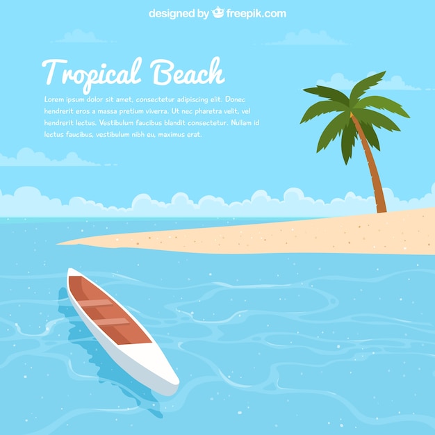 Tropical beach background in flat style