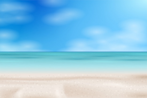 熱帯のビーチの風景です 海のパノラマ 背景イラスト プレミアムベクター