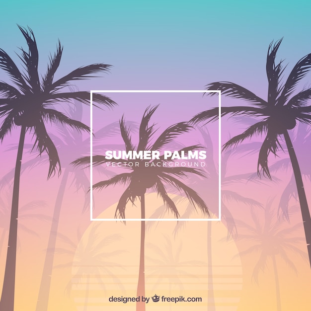 Tropical beach with palms and gradient
background