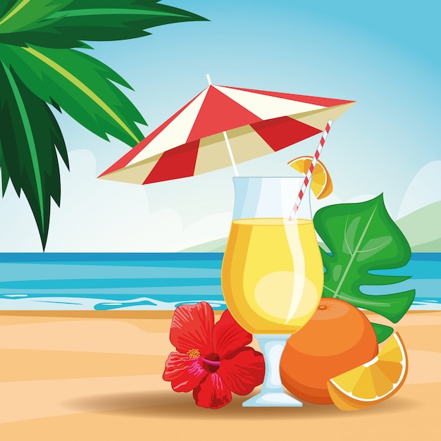 Premium Vector | Tropical drink with umbrella