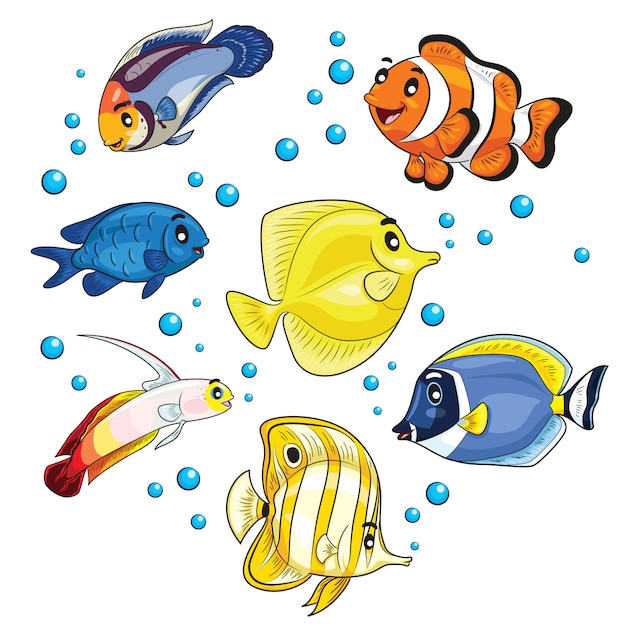 Premium Vector | Tropical fish cartoon