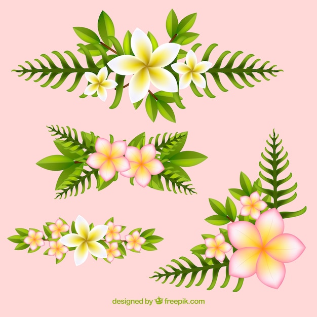 Tropical flower decorative elements