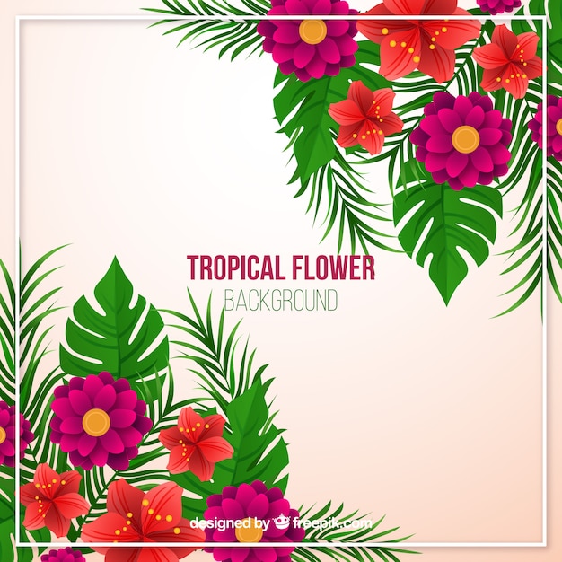 Tropical flowers background in realistic\
style
