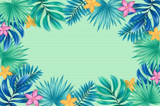 Tropical flowers background for zoom | Free Vector