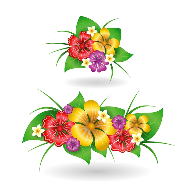 Download Tropical flowers decor elements Vector | Free Download