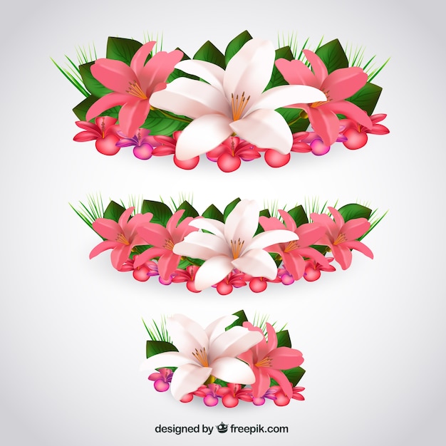 Tropical flowers in realistic style