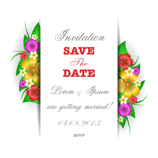 Tropical flowers invitation card\
template