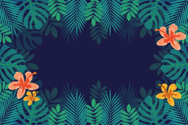Tropical flowers/leaves - background for zoom | Free Vector
