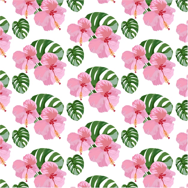 Tropical flowers pattern background