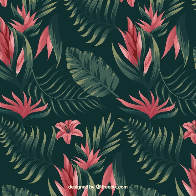 Free Vector | Tropical flowers pattern