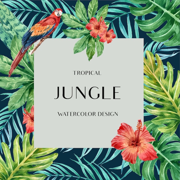 Download Tropical frame border summer with plants foliage exotic ...