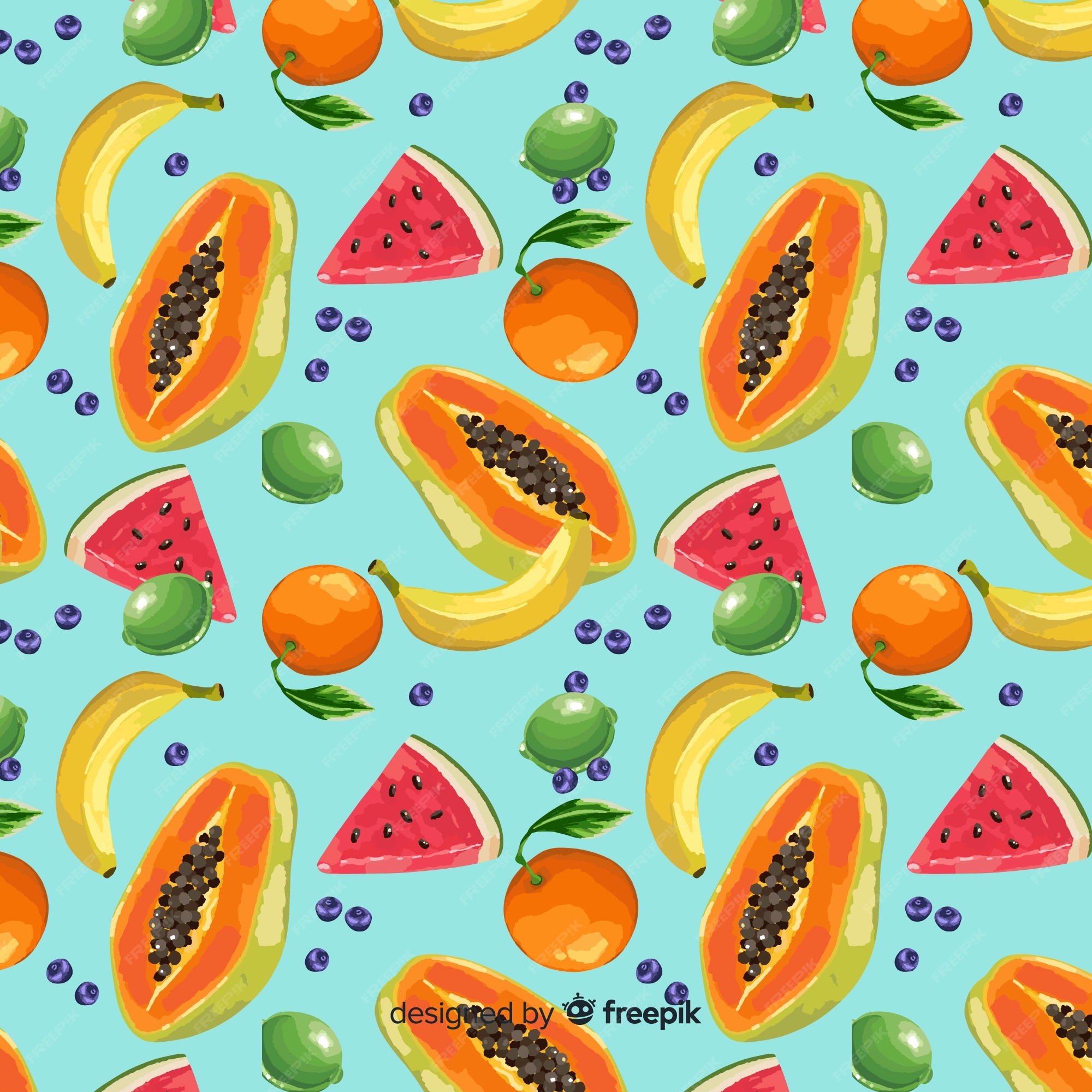 Free Vector | Tropical fruits pattern