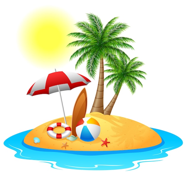 Premium Vector | Tropical island with palm trees