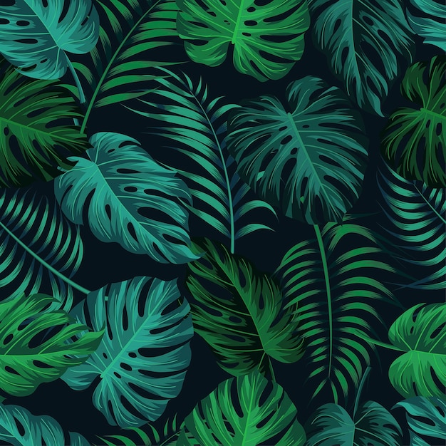 Premium Vector Tropical leaves, jungle leaves seamless floral pattern