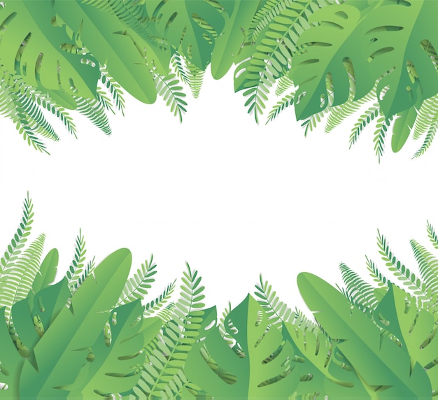 Premium Vector | Tropical leaves. paper cut style