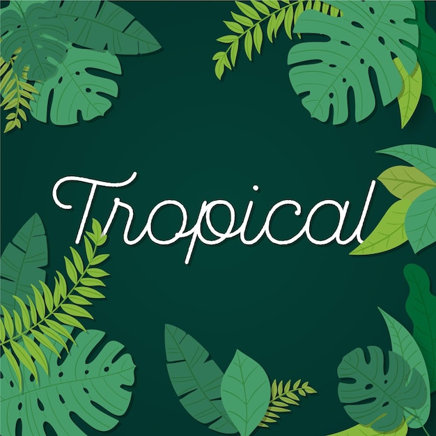 Download Tropical lettering with leaves and flowers concept | Free Vector