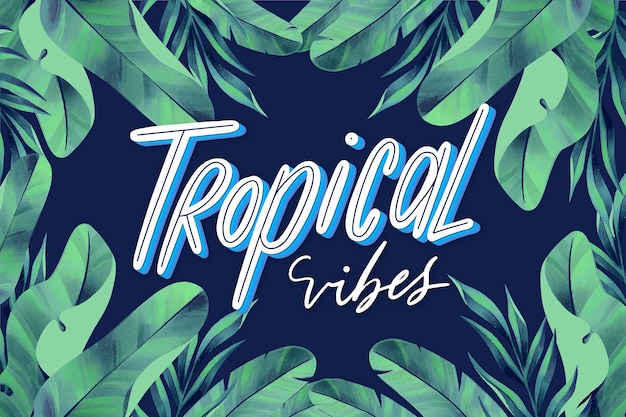 Tropical lettering with leaves | Free Vector