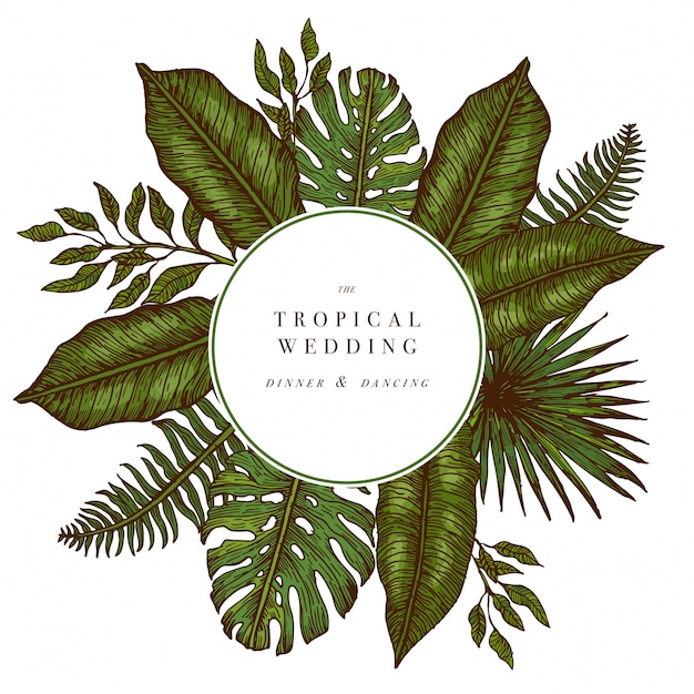 Download Free Tropical Palm Leaves Jungle Round Wedding Invitation Design Use our free logo maker to create a logo and build your brand. Put your logo on business cards, promotional products, or your website for brand visibility.