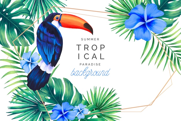 Free Vector Tropical Paradise Background With Golden Frame