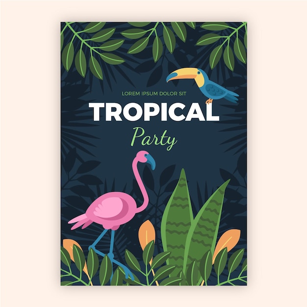 Tropical party poster with animals style | Free Vector