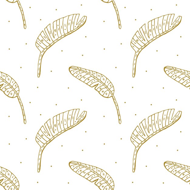 Tropical plant leaves doodle seamless pattern Premium Vector