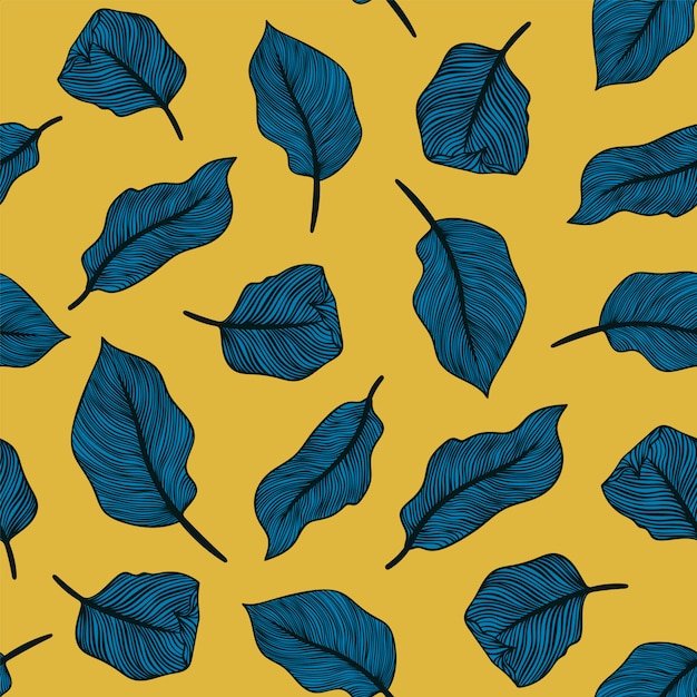 Tropical seamless pattern with exotic palm leaves. exotic textile botanical design. summer jungle design. hawaiian style. Premium Vector