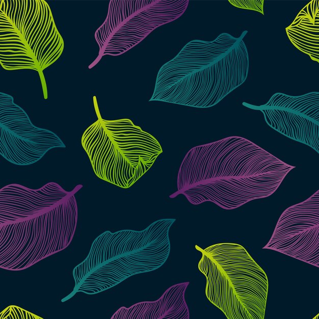 Tropical seamless pattern with exotic palm leaves. monstera, palm, banana leaves. exotic textile botanical design. summer jungle design. hawaiian style. Premium Vector