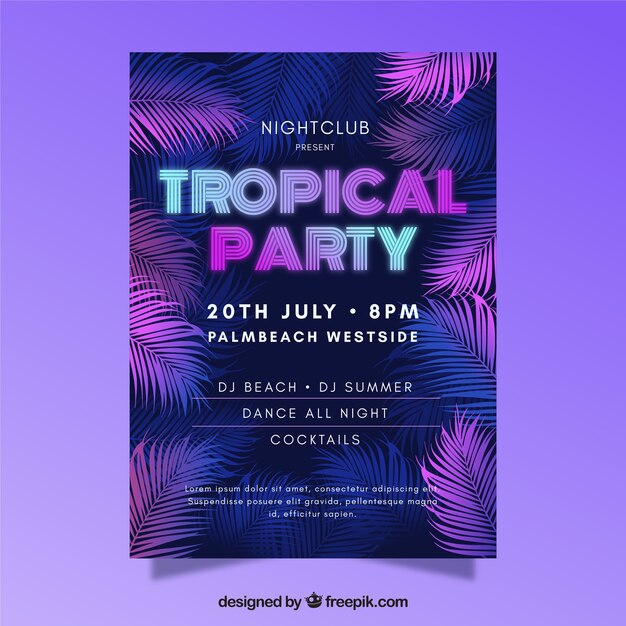 Download Free Vector | Tropical summer party flyer