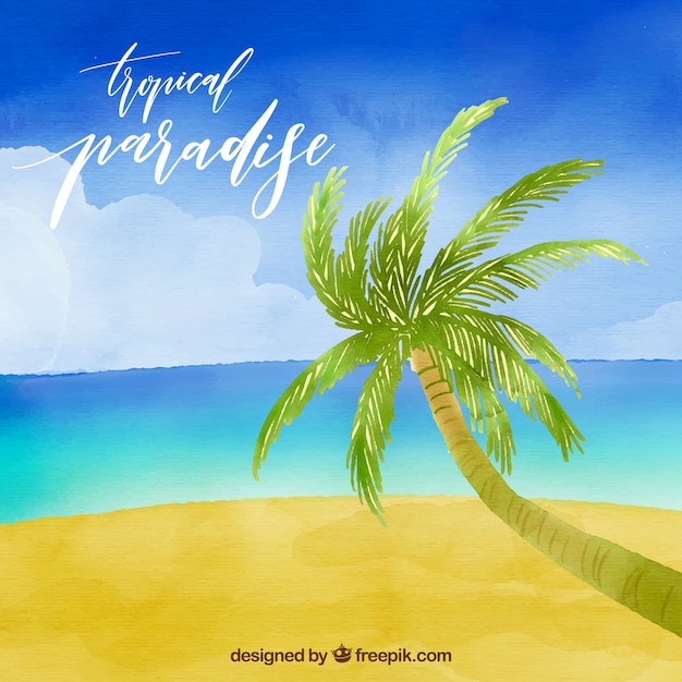 Tropical watercolor beach background