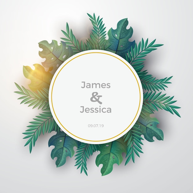 Download Tropical wedding modern round banner template | Premium Vector