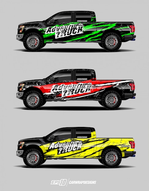 Premium Vector | Truck decal design set