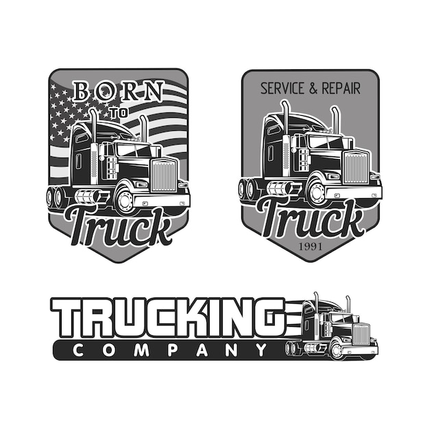 Premium Vector | Truck logo vector set black and white illustration