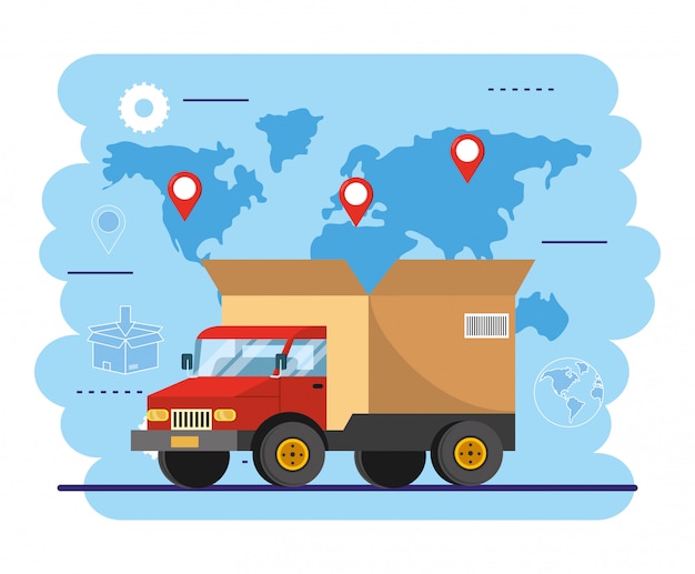 Download Truck transportation with box package to delivery service ...