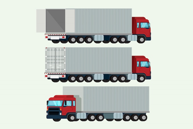 トラックコンテナ配達出荷貨物 イラストベクトル プレミアムベクター