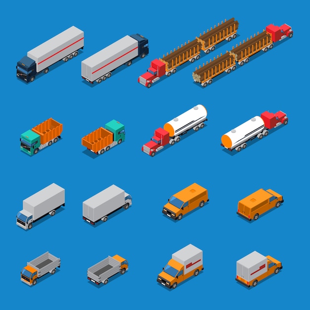 Download Trucks isometric icons set Vector | Free Download