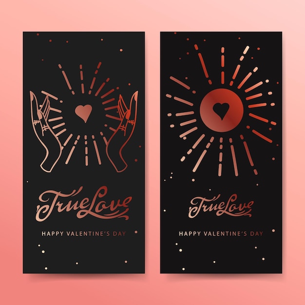 Premium Vector | True love web banners, esoteric valentine's day card.