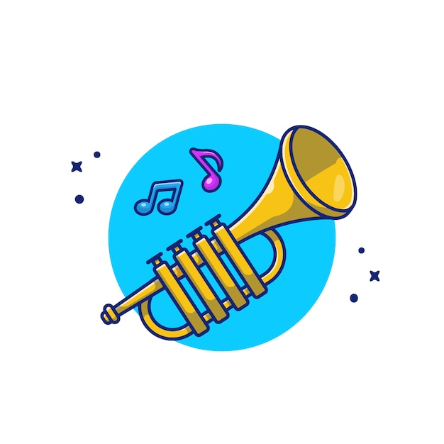 Premium Vector | Trumpet with music notes cartoon icon illustration