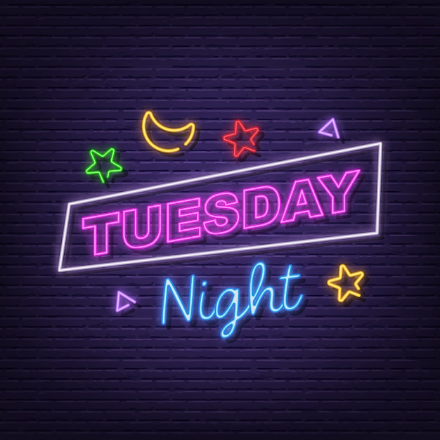 Premium Vector | Tuesday night neon signboard