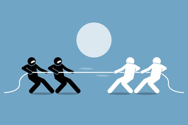 Premium Vector | Tug of war. concept of power struggle, competition