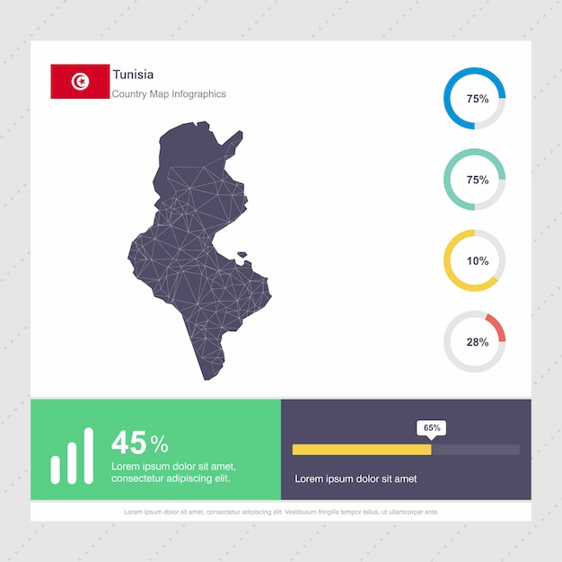 Download Tunisia map & flag infographics template | Free Vector